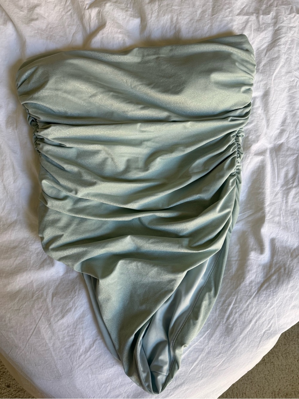 Victoria's Secret Light Sage Asymmetrical Ruched Strapless Bathing Suit